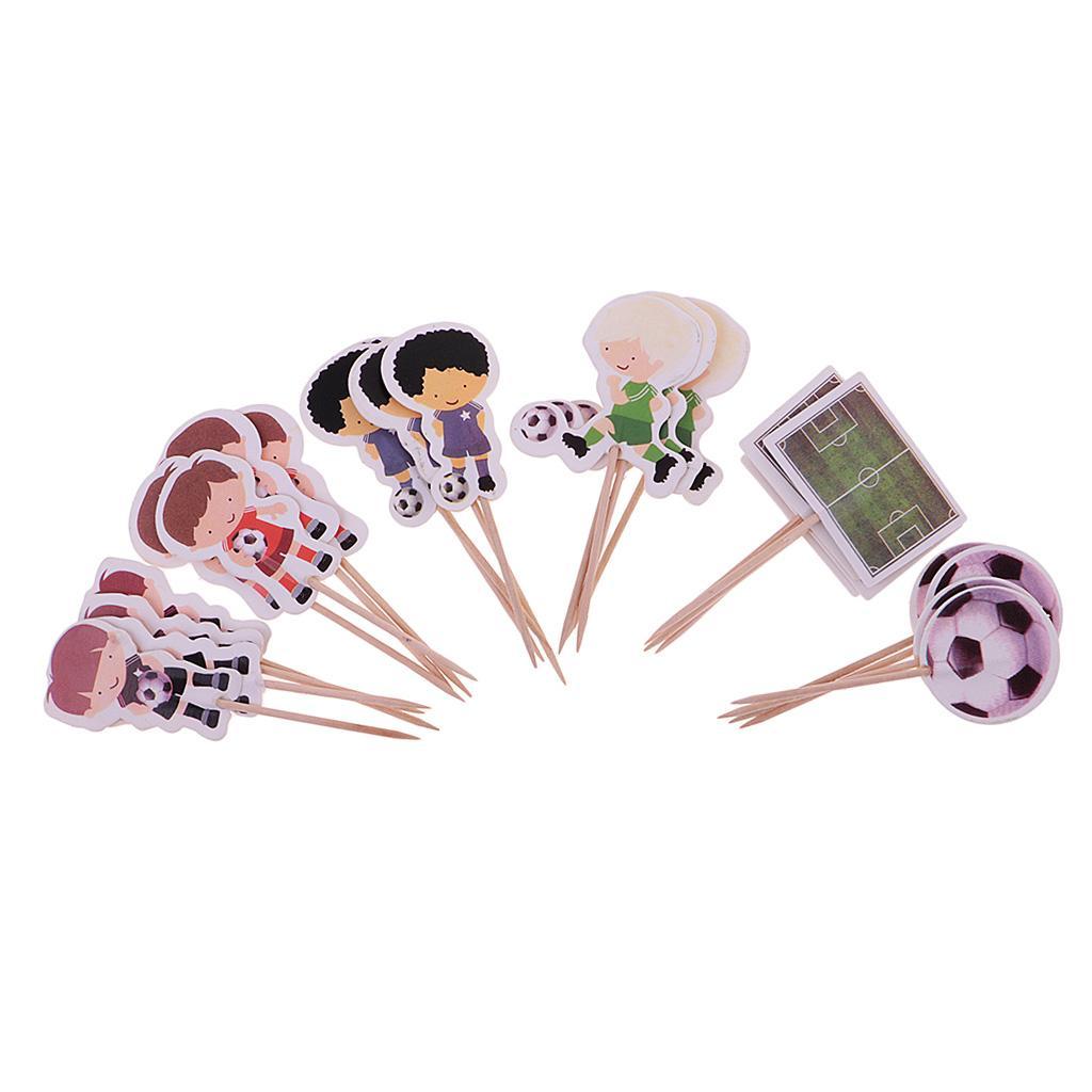2x Set of 24 Football Cake Cupcake Decorative Cupcake Topper for Kids Birthday Party Themed Shower