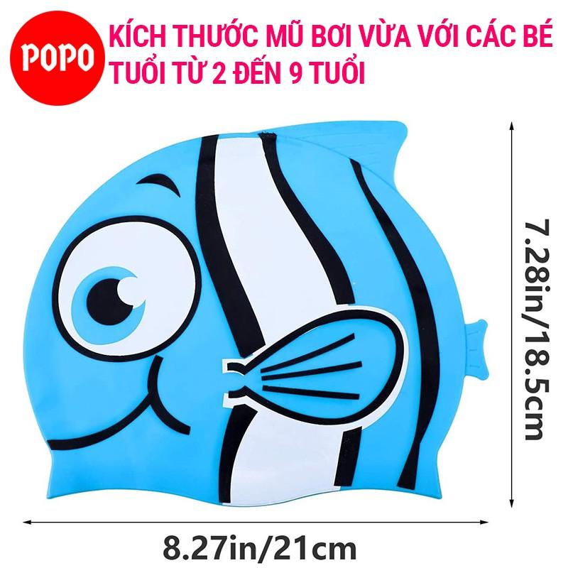 Nón bơi trẻ em hình ngộ nghĩnh POPO chất liệu mũ bơi silicone an toàn, cảm giác mềm mại khi đội cho bé