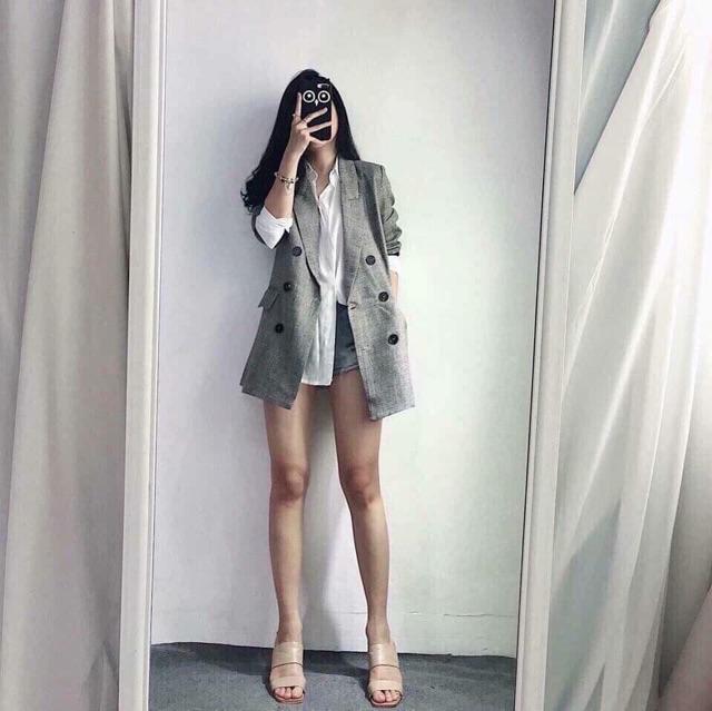 ÁO VEST KẺ DÁNG DÀI