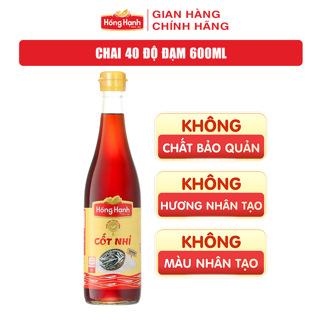 Hộp 2 chai nước mắm truyền thống Phú Quốc Hồng Hạnh Cốt Nhỉ 40 độ đạm - Chấm sống tuyệt ngon