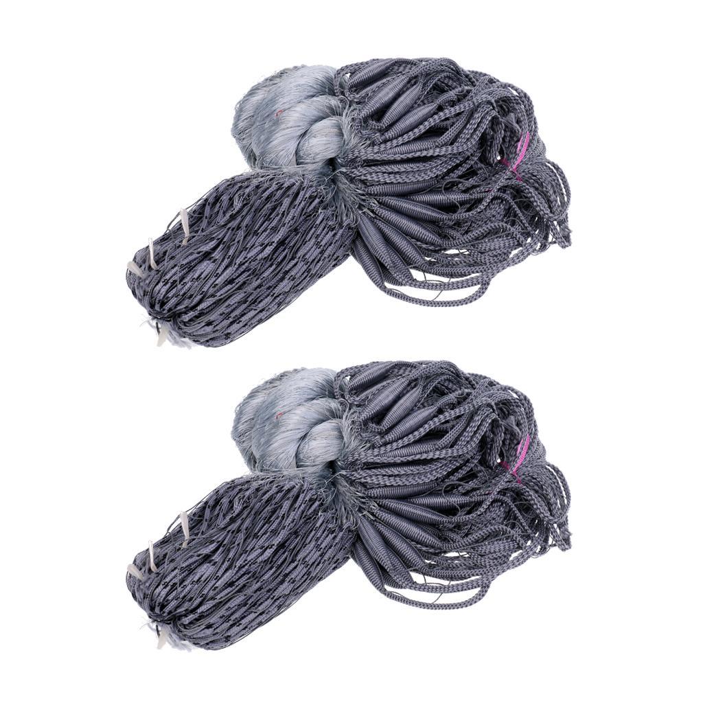 2pcs Nylon Fisherman 4 X 4cm Mesh Hole Fishing Fish Gill Net Gillnet Fishing Net Gray