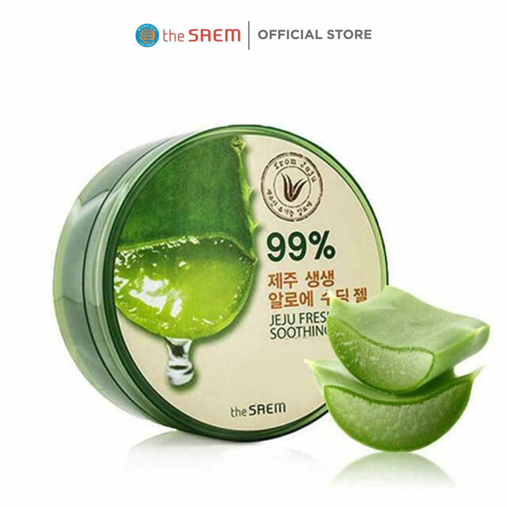 Gel Dưỡng Da Ngăn Ngừa Lão Hóa Chiết Xuất Từ Nha Đam The Saem Jeju Fresh Aloe Soothing Gel 99% 300ml