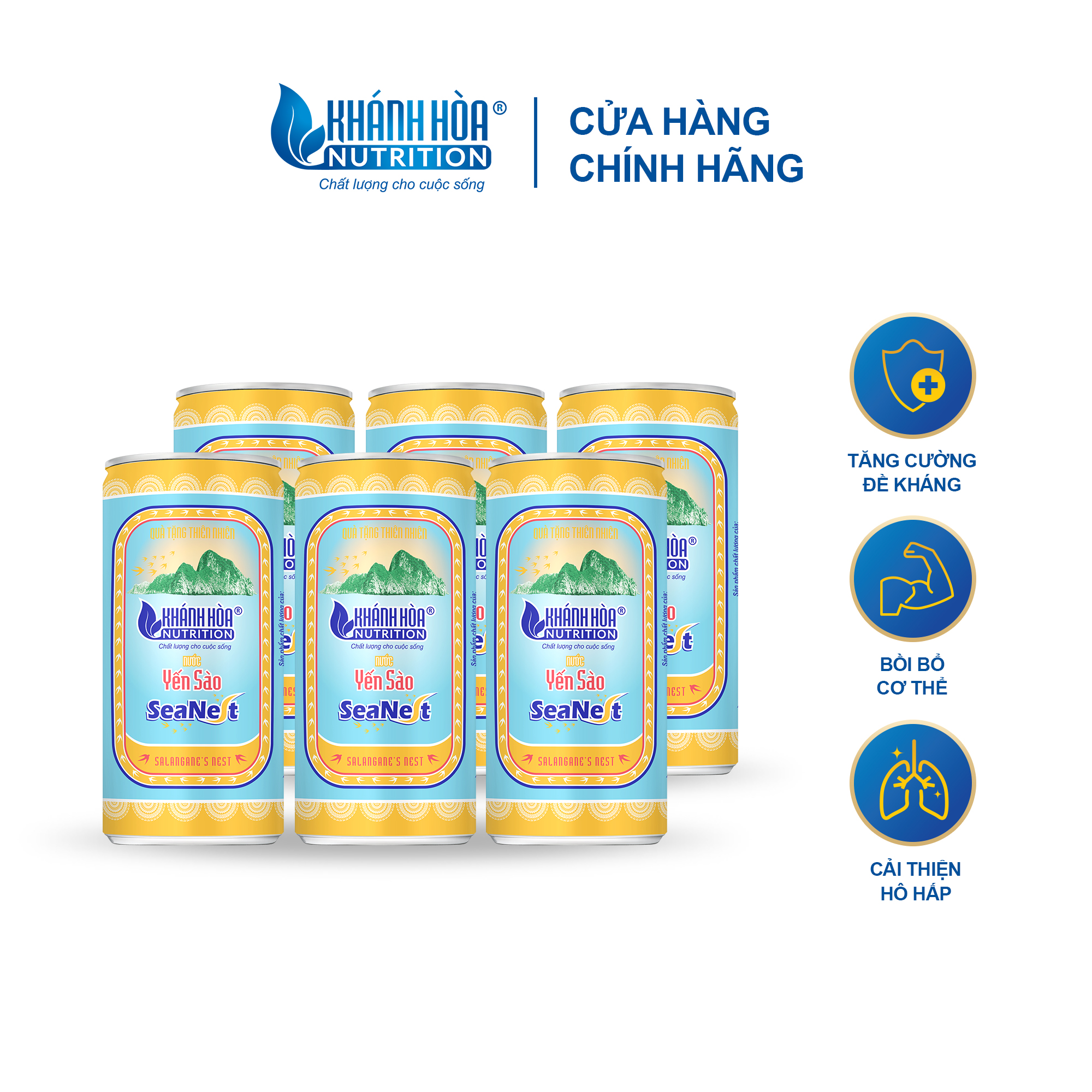 Lốc Nước Yến Sào Cao Cấp 3% - Khánh Hòa Nutrition - Lốc 6 Lon x ML