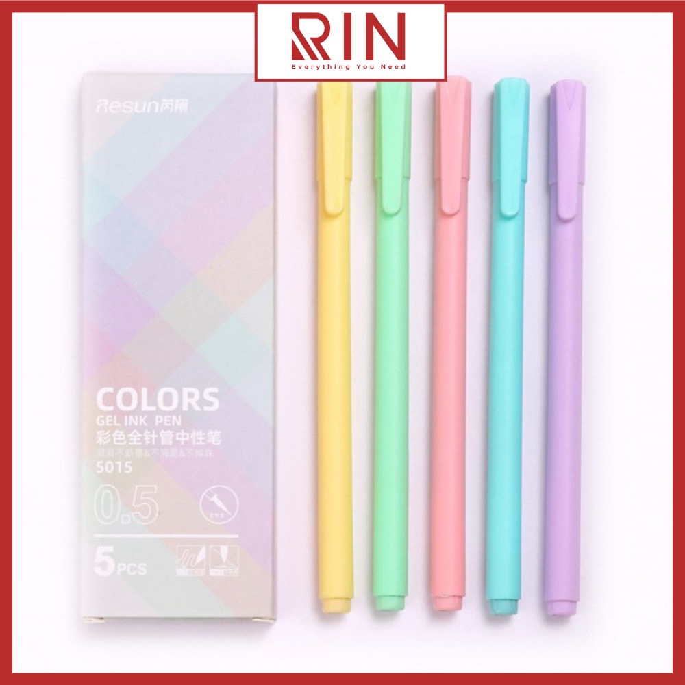 Bộ bút Gel nhiều màu/ Bộ bút mực nhiều màu ngòi 0.5mm – Bộ 5 cây