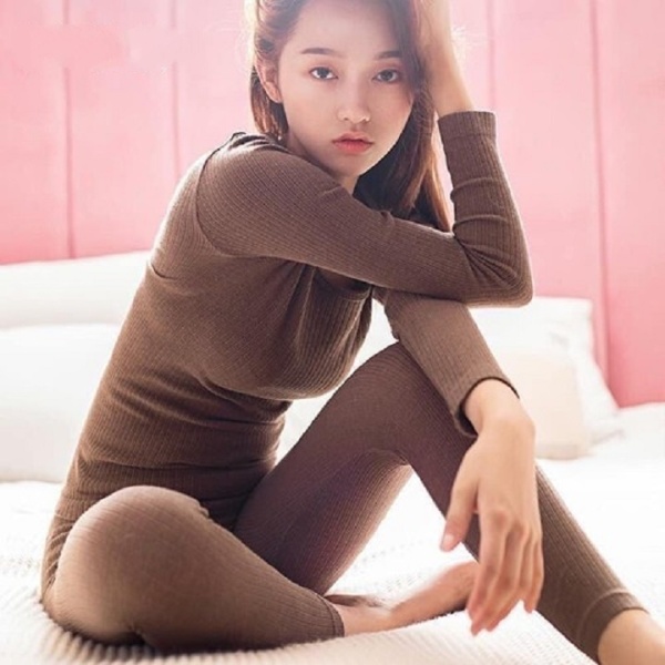 Bộ quần áo giữ nhiệt cao cấp chất liệu len tăm cho người dưới 65 kg shop giao mầu đen