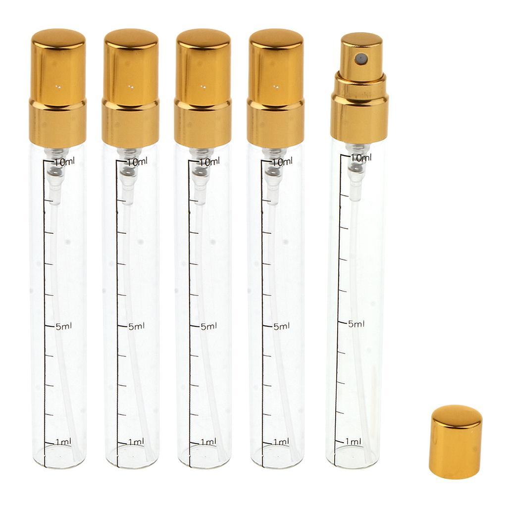 5x Empty  Aftershave Spray Bottles Refillable  Sprayer 10ml Gold