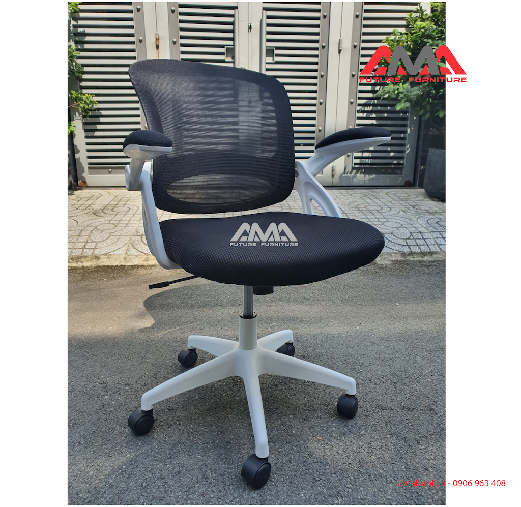 Ghế Làm Việc Lưới Chân Xoay Tay Mở Gập AMA-519-M