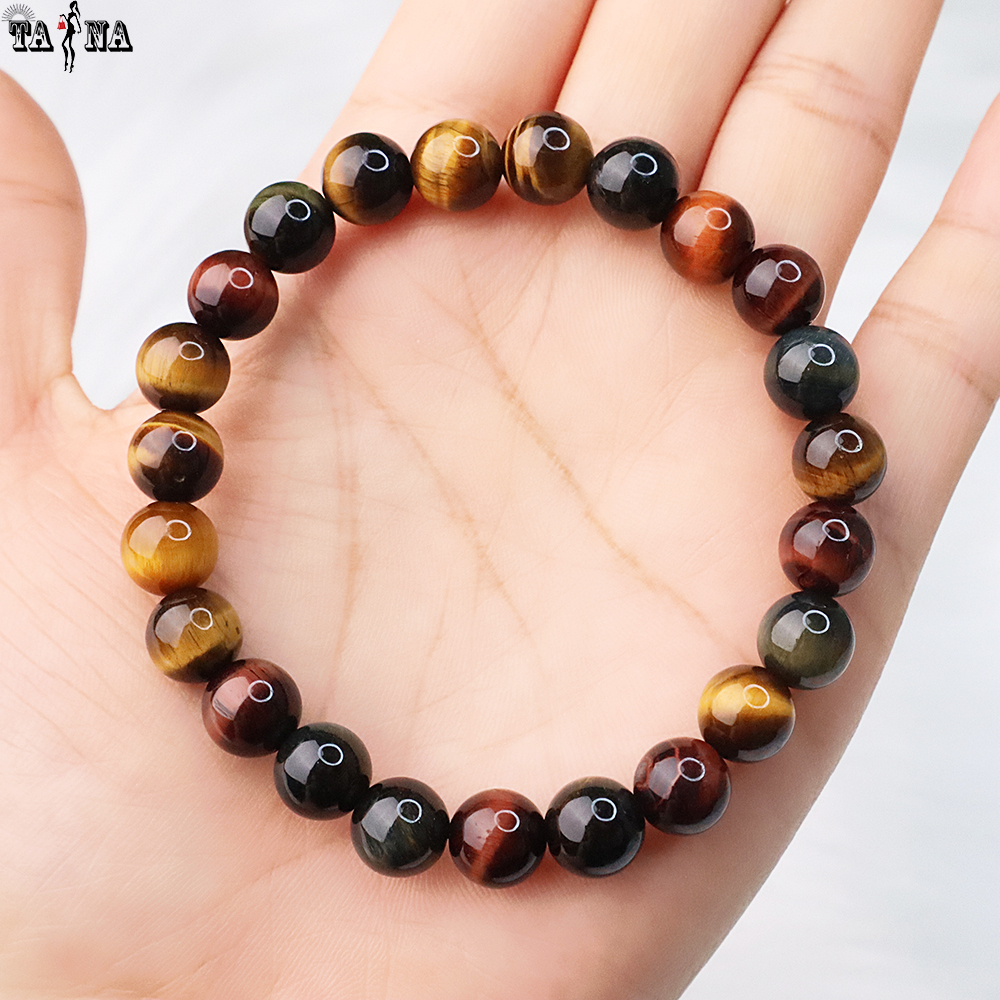Vòng tay đá mắt hổ tam tài đa sắc 3A