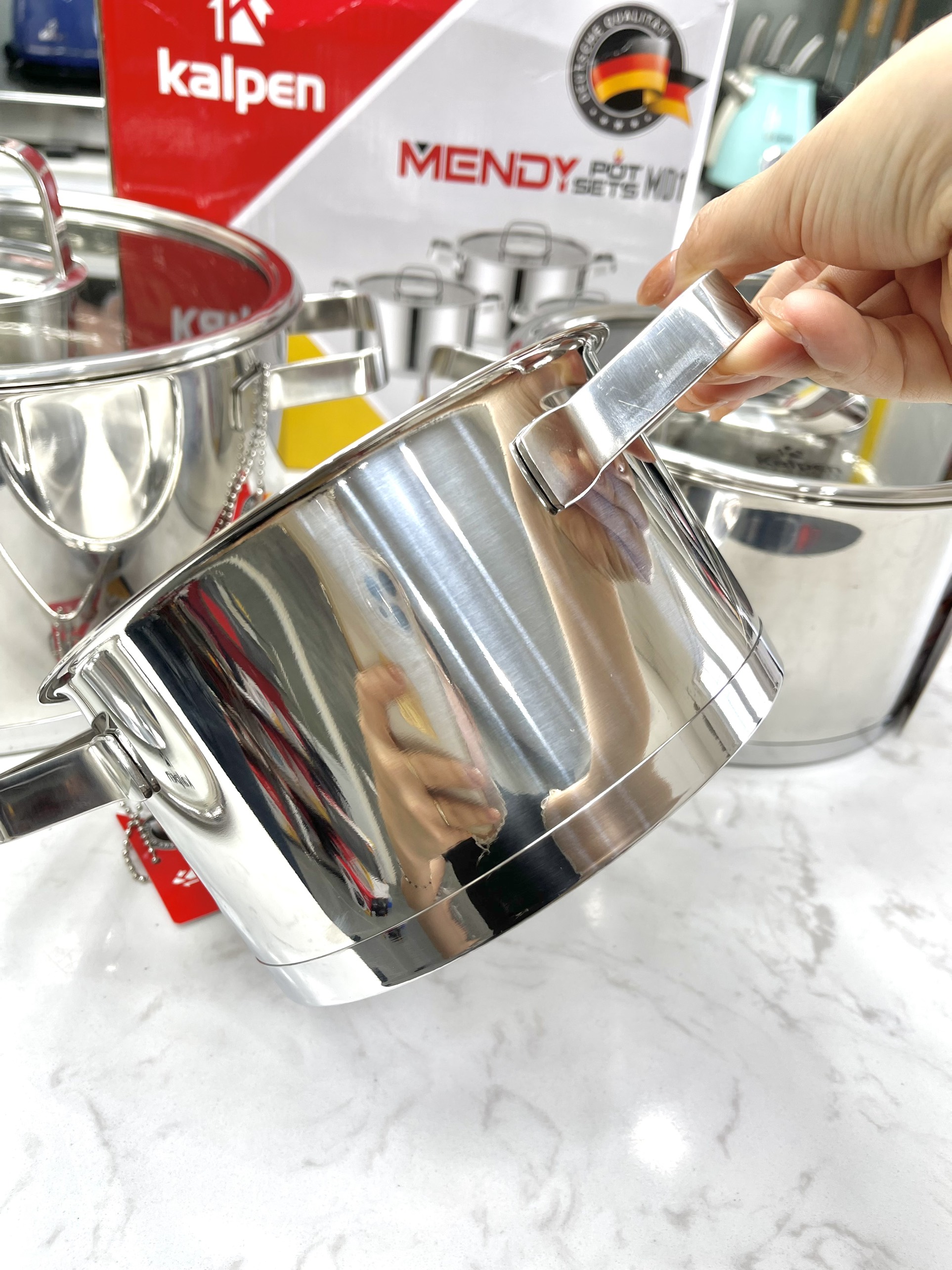 Bộ Nồi INOX 304 Cao Cấp 5 Mendy MD1 Size 16-20-24 Hàng Chính Hãng KALPEN-GIA DỤNG ĐỨC Bảo Hành 2 Năm