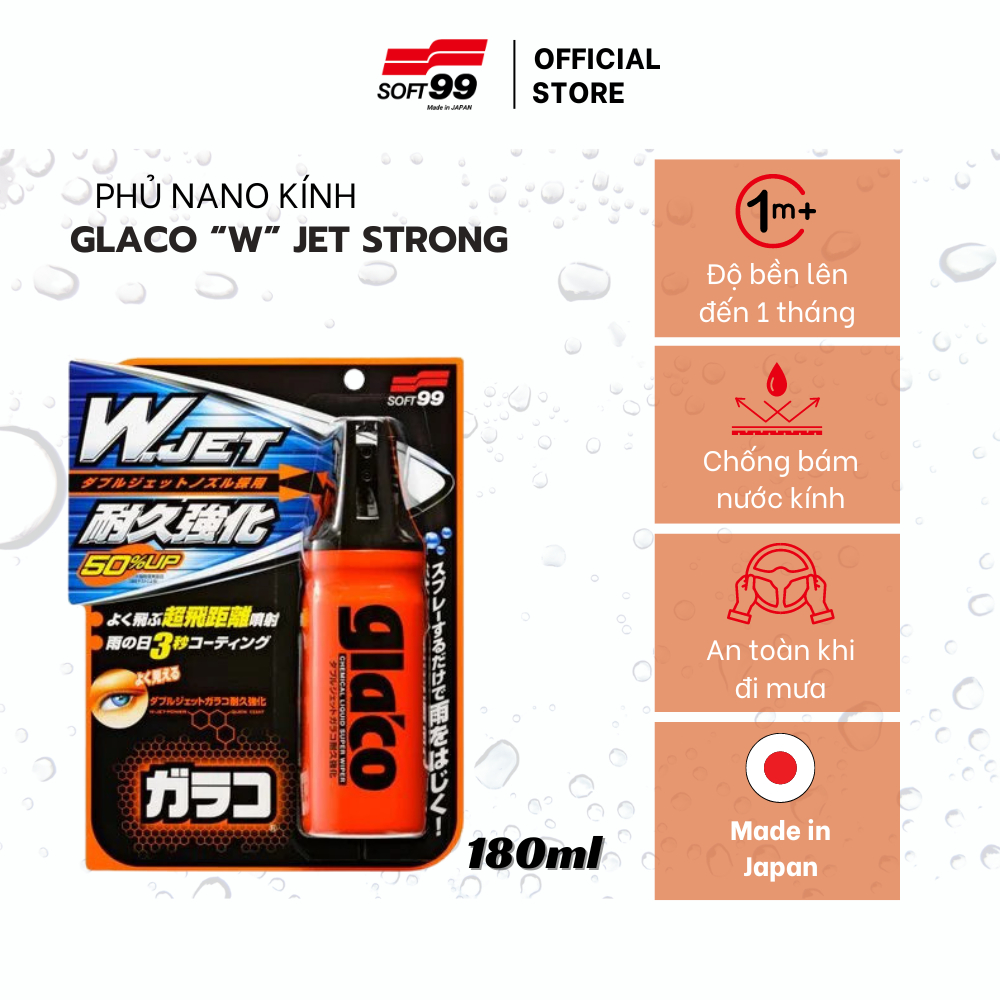 Chai Xit Phu Nano Kinh, Chông Bam Nươc Trên Kinh Ô Tô Soft99 Glaco W Jet Strong G - 64 180Ml