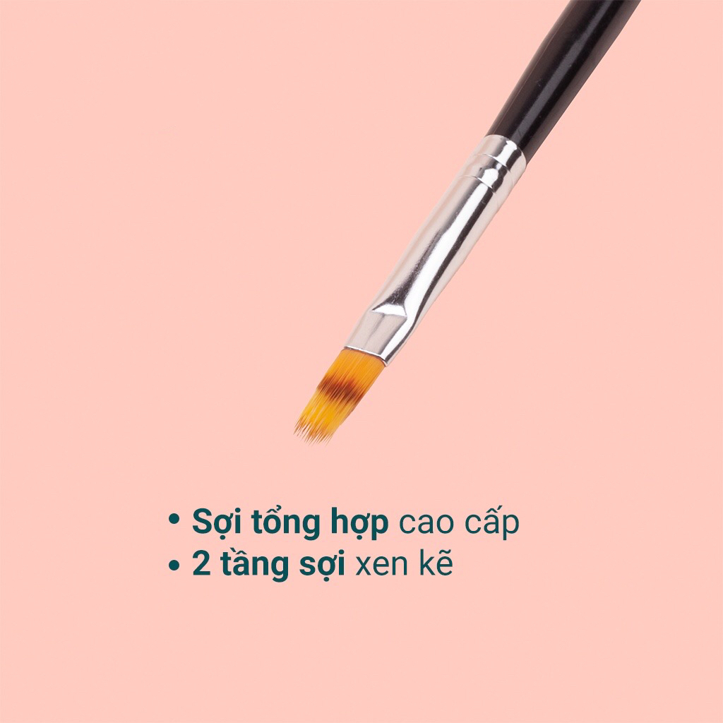 Cọ ombre đầu dẹt cán nhựa đen - Cọ nails trang trí dành cho thợ làm móng