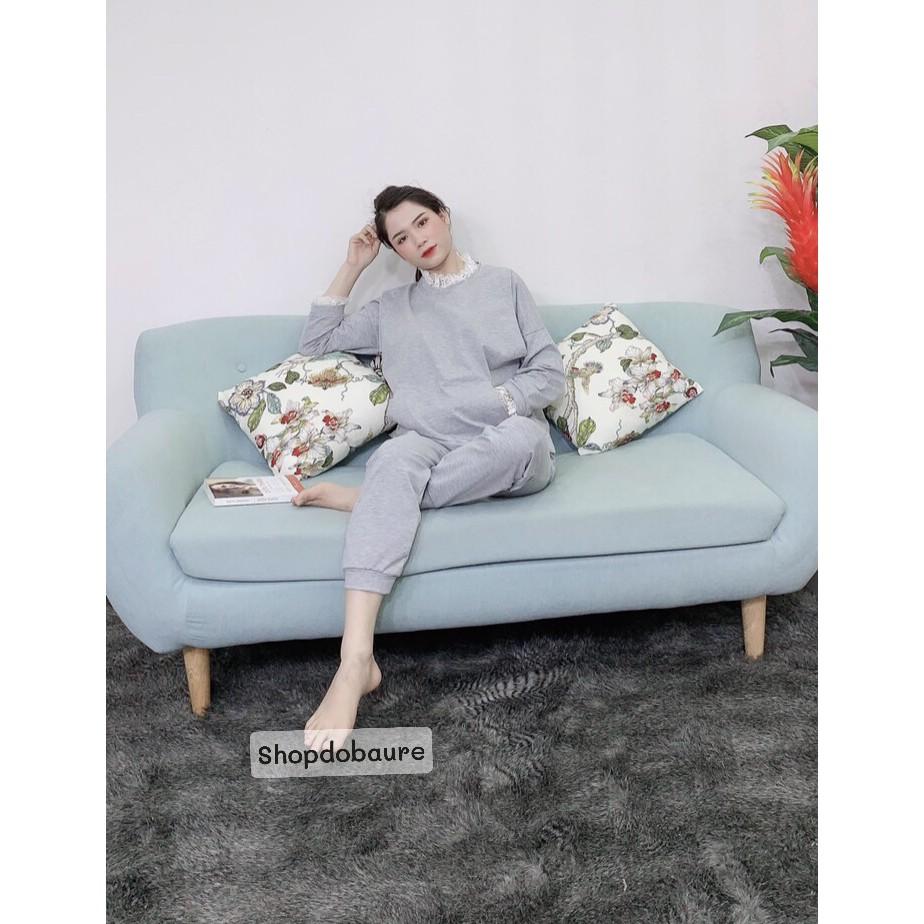 Bộ bầu và sau sinh chất nỉ da cá mùa ĐÔNG siêu ấm áp Cổ viền ren