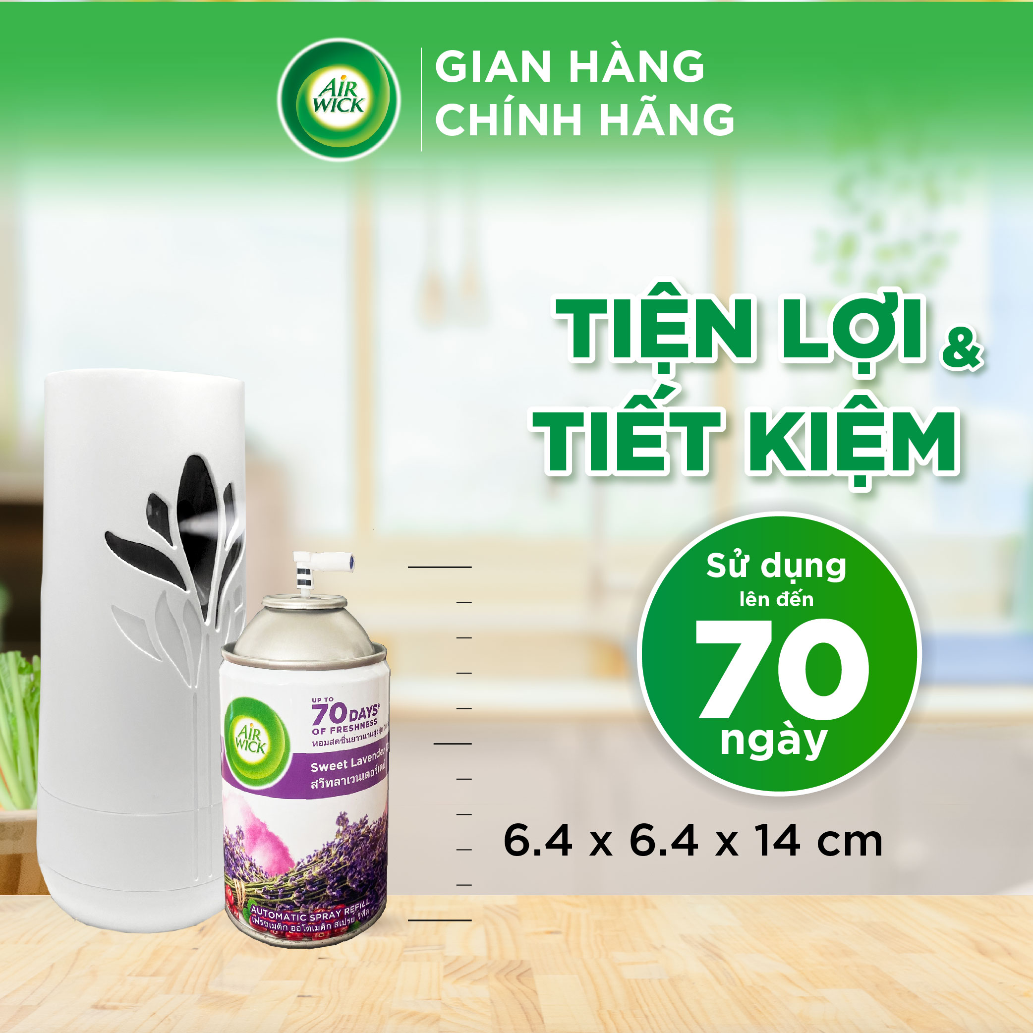 Lõi máy xịt thơm phòng tự động hương Sweet Lavender AIRWICK, hương thơm dịu ngọt, say đắm, lưu hương lâu 250ml