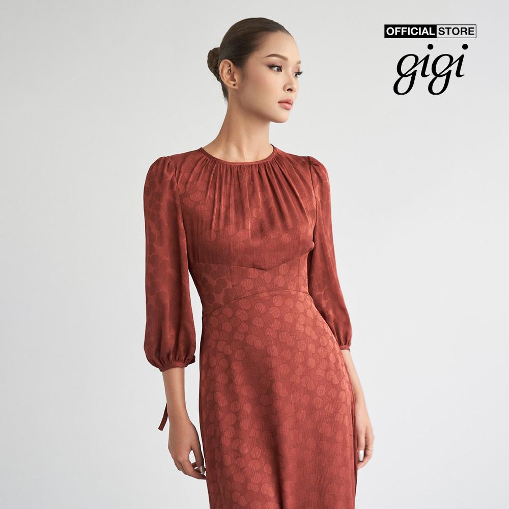 GIGI - Đầm midi tay lỡ cổ tròn dáng xòe nhẹ nữ tính G2102D222158