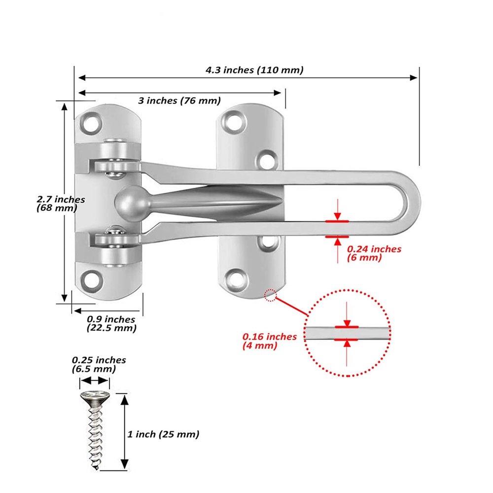 Chốt Cửa Trượt An Toàn Chống Đẩy Cho Cửa Nhà, Cửa Phòng, Đề Phòng Người Lạ Đẩy Cửa Vào Khi Mở - 3150