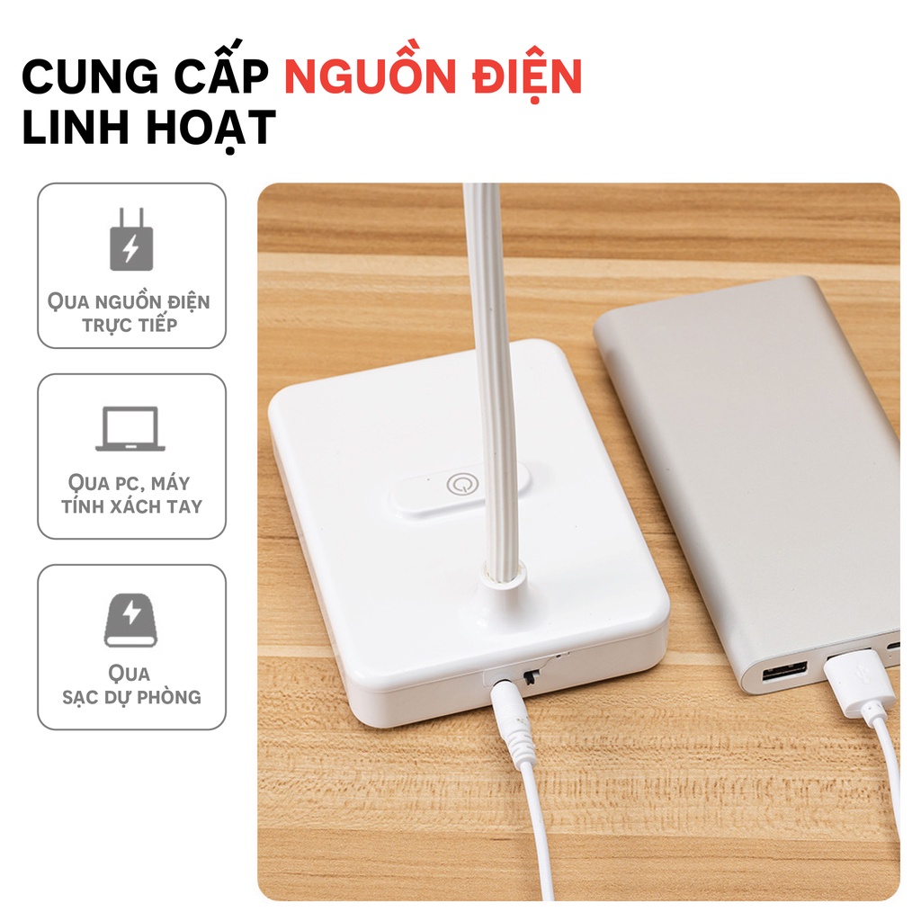 Đèn Học Để Bàn Chống Cận 3 Chế Độ Ánh Sáng - Đèn bàn Led tích điện đa năng hỗ trợ đọc sách, làm việc, trang trí - JYooHome - Hàng Nhập Khẩu