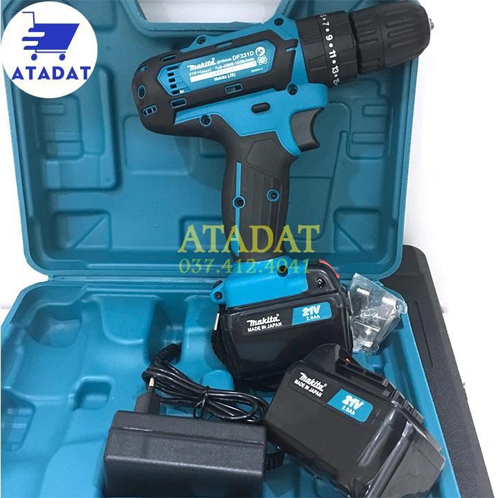 MÁY Khoan Pin MAKITA 21V (khoan, bắt vít ) - TẶNG 1 mũi khoan , Pin Vuông, 100% Đồng - Máy Bắt Vít 21V