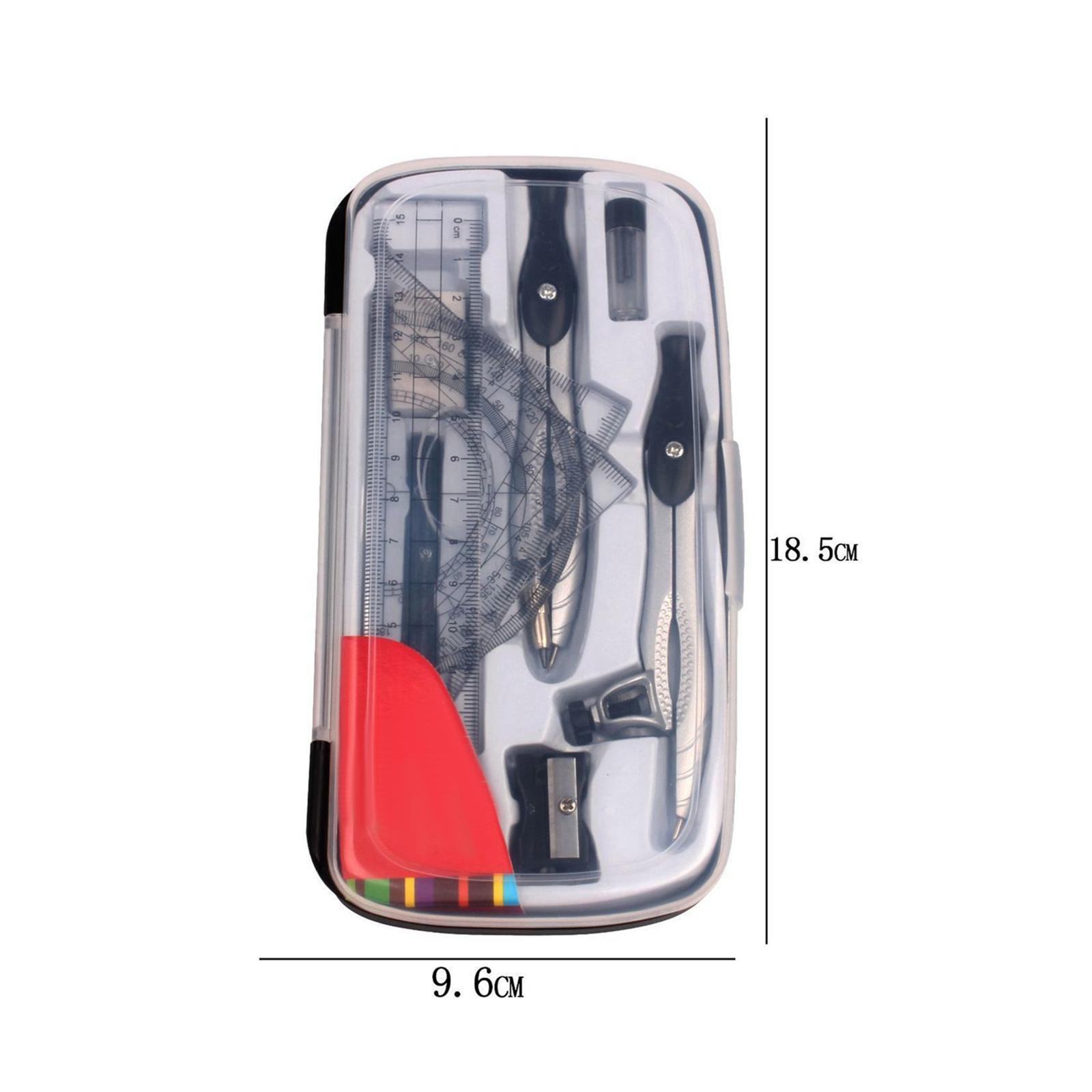 Math Geometry Kit Protractor Compass with Storage Case for School Teachers
