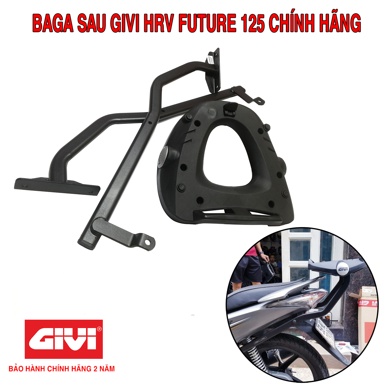 Cảng Sau Givi HRV Cho Xe FUTURE 125 Chịu Lực Tốt Có Đế Gắn Thùng Sau Hàng Chính Hãng