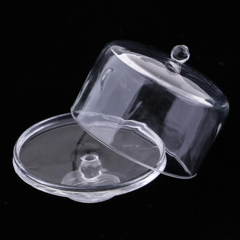 1:12 Mini Acrylic Cake Display Plate with Cover Creative Decoration for Wedding Birthday Party Serving Trays #1
