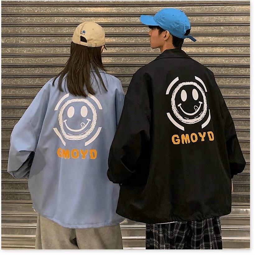 Áo Khoác Dù BOMBER GMOYD Varsity Mặt Cười Unisex Form Rộng Nam Nữ Ulzzang