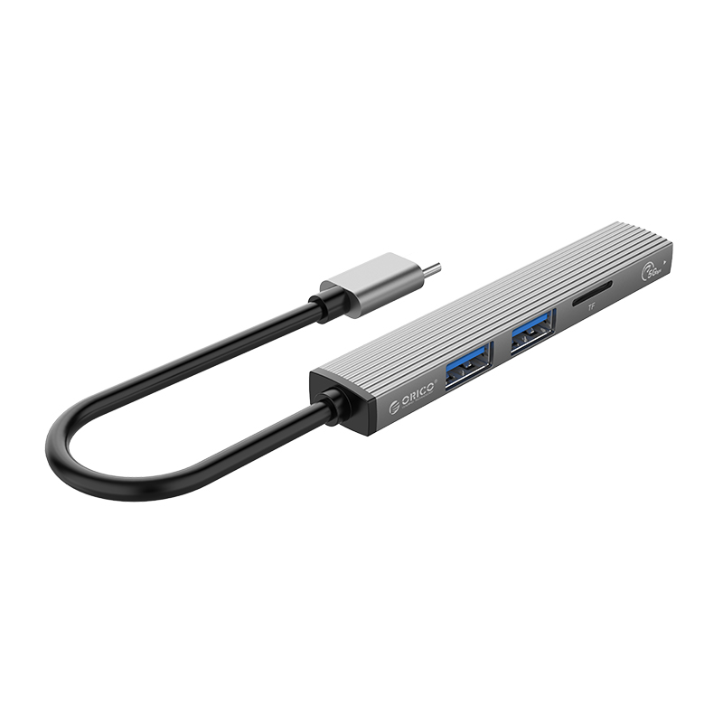 Bộ Chia USB Orico Type C ra 4 cổng USB 3.0 &amp;amp; USB 2.0/ TF AH-12F-GY-BP - Hàng Chính Hãng