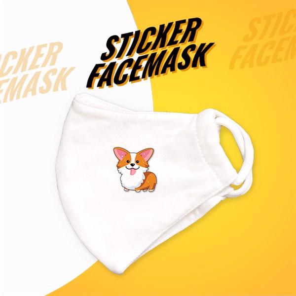 Corgi dog - Sticker Face Mask