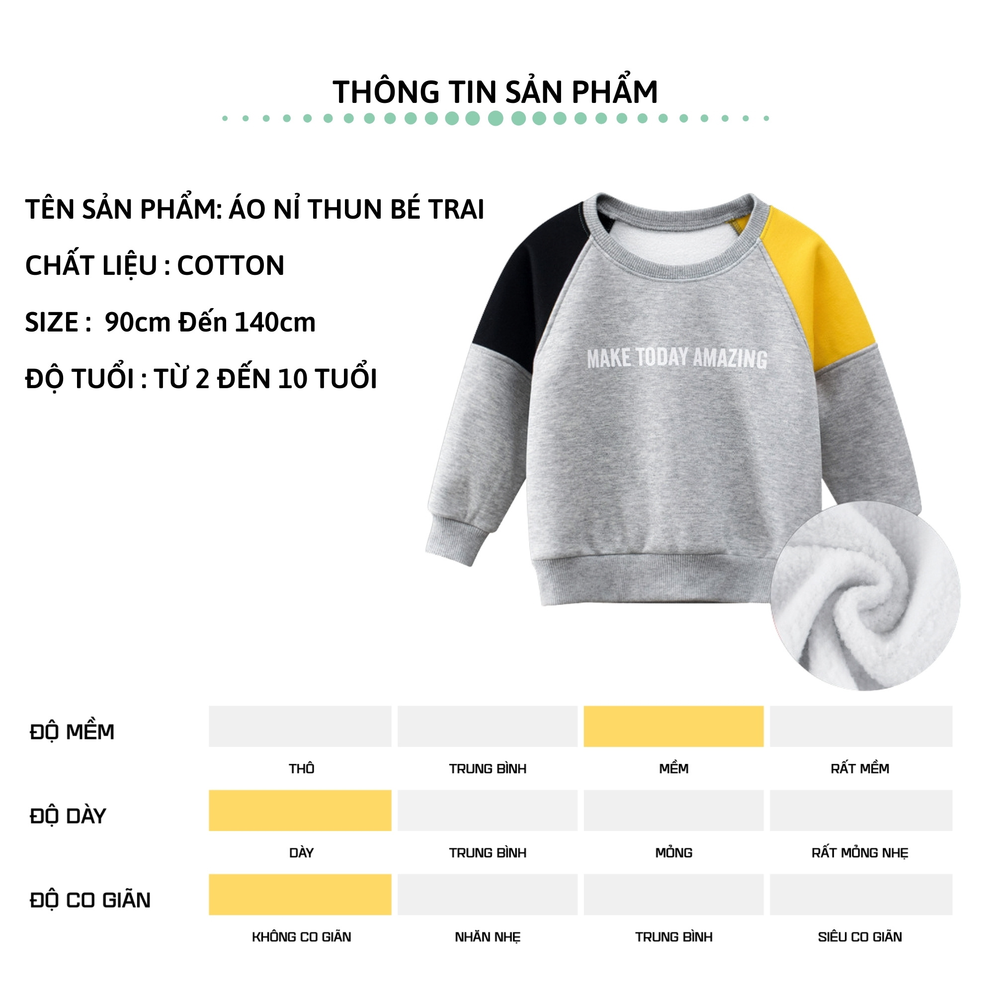 Áo thun nỉ bé trai dài tay 27Kids áo nỉ da cá nam cho trẻ từ 2-10 tuổi BLSS3