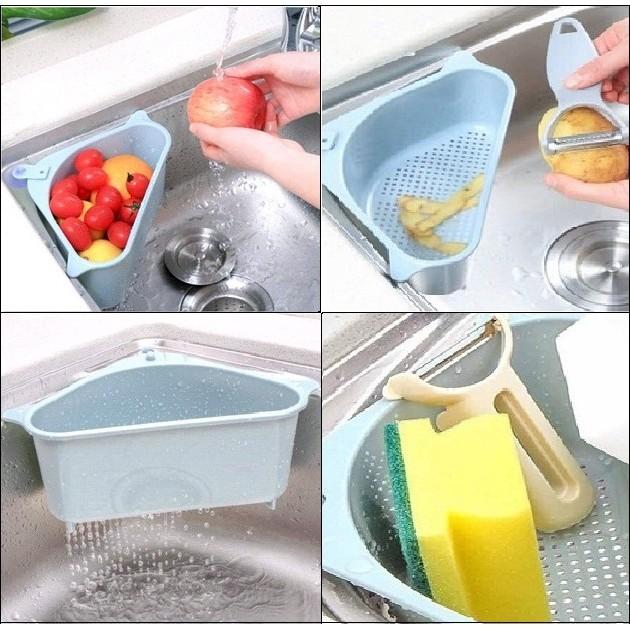 Khay Nhựa Tam Giác Đa Năng Lọc Rác Bồn Rửa Chén – Rổ Nhựa Đựng Giẻ Rửa Chén – Xà Phòng – Thực Phẩm Sơ Chế