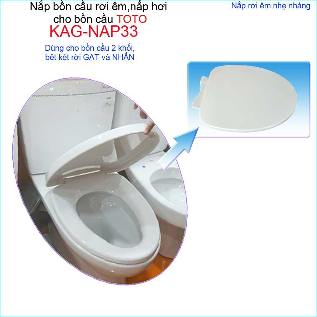 Nắp cho bàn cầu Toto KAG-NAP33 rơi êm, nắp hơi bồn cầu 2 khối, nắp đậy bồn cầu nhựa trắng dày-sáng bóng