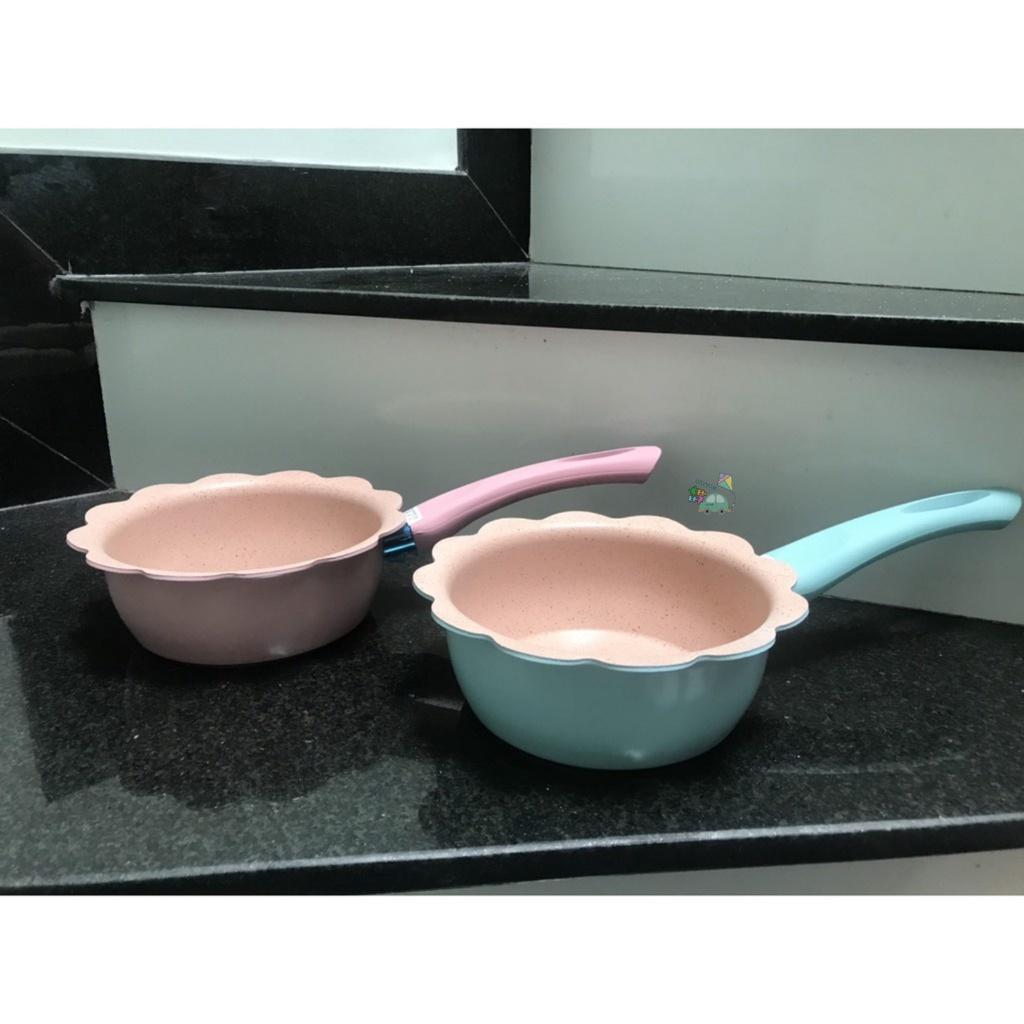 Nồi chảo sắt vân đá chống dính hình hoa tráng men đá cao cấp+ xửng hấp inox 304, phụ kiện nhà bếp