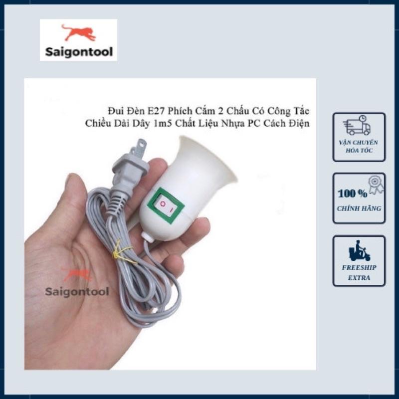 Đui đèn liền dây có công tắc và phích cắm, đuôi dài 1.5m, đuôi đèn E27