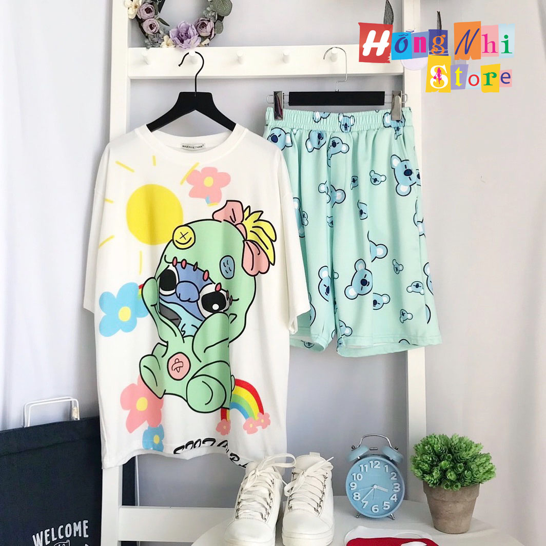 Quần Short Cartoon Unisex Màu Xanh - Quần Đùi Hoạt Hình Siêu Cute - MM