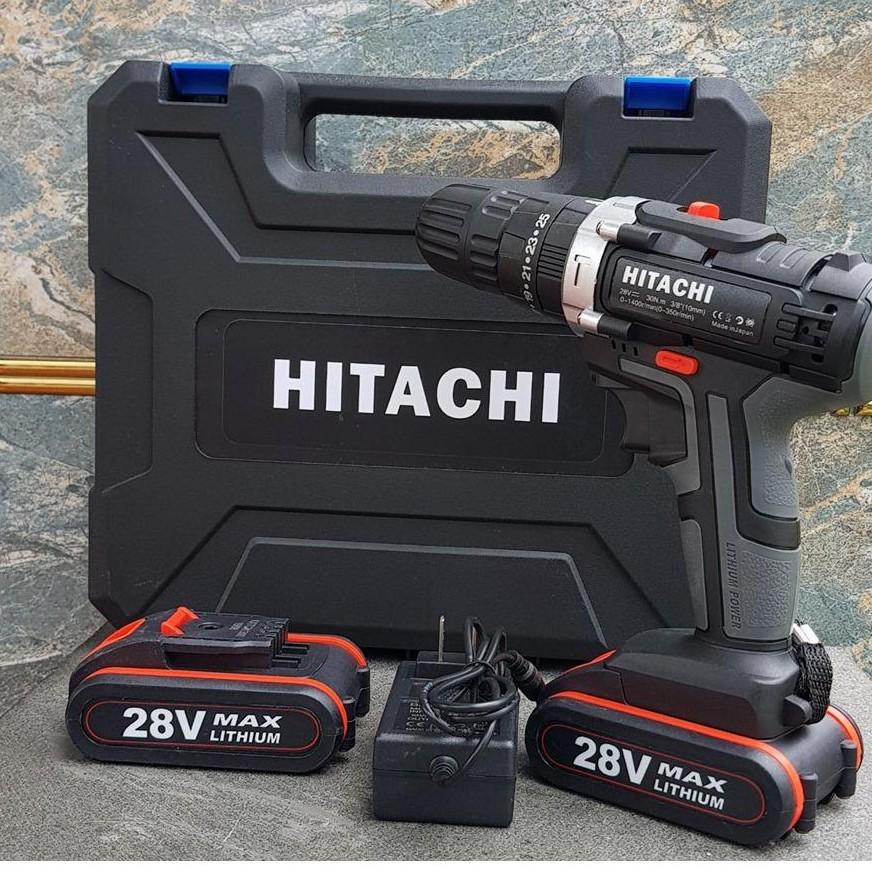 Máy Khoan Hitachi 28V 3 chức năng, Khoan Pin Bắt Vít Kèm Bộ Phụ Kiện 24 Món