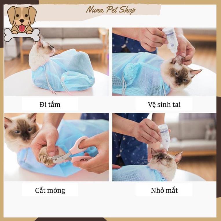 Túi lưới đa năng cho chó mèo - Túi tắm cho mèo, hỗ trợ cắt móng