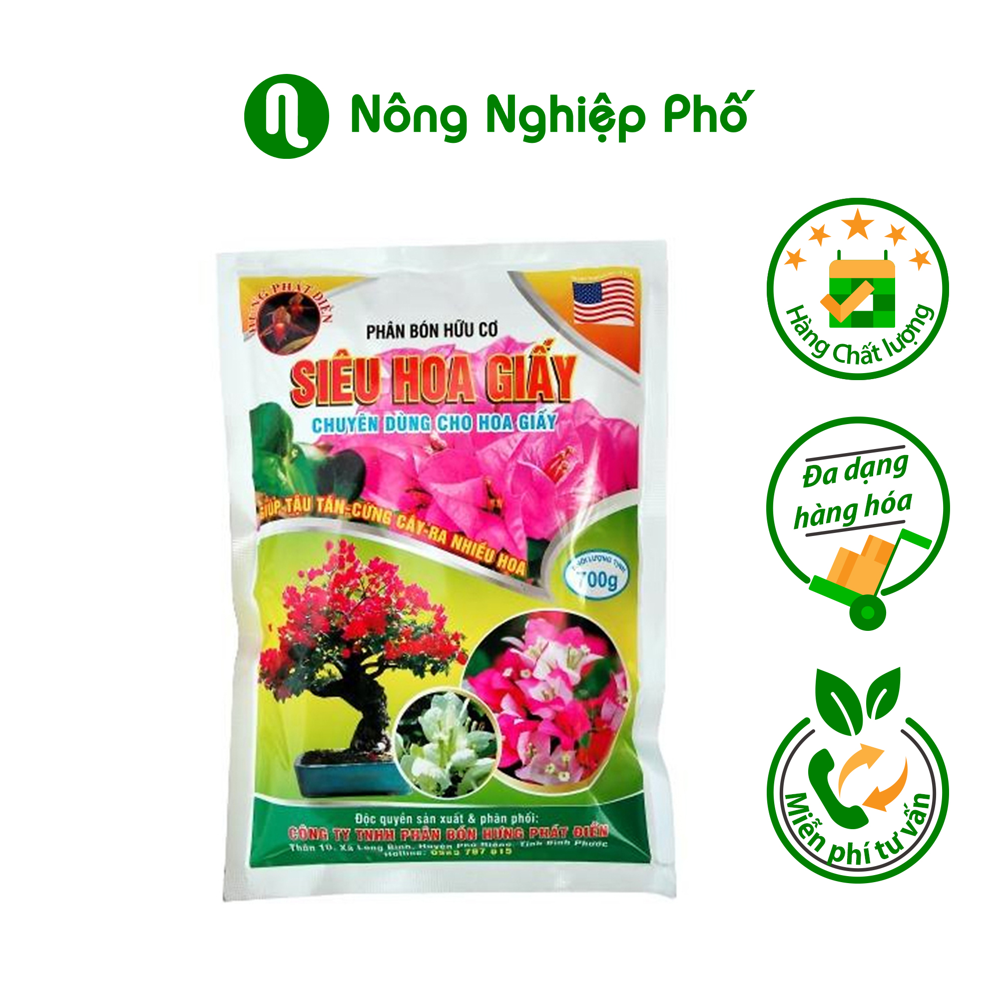 Phân siêu hoa giấy giúp tậu tán, cứng cây, ra nhiều hoa - Gói 700gr