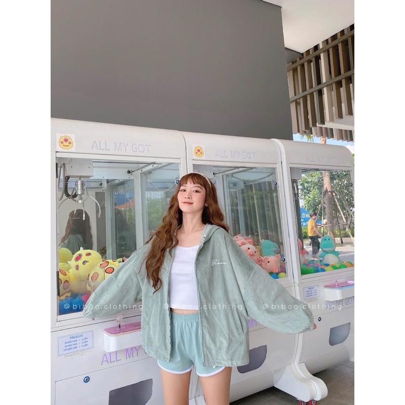 Áo khoác kaki nhung chữ ký ulzzang nam nữ