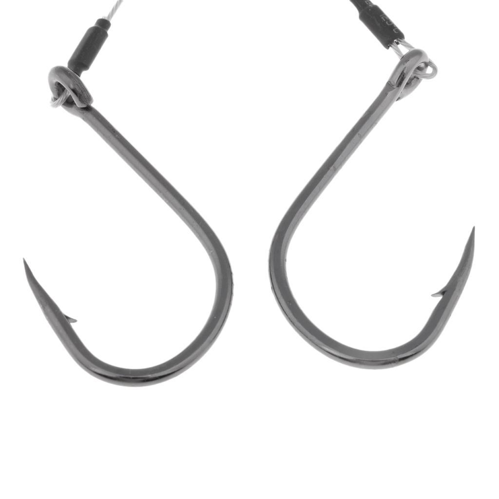 4pcs Dual Assist Hooks Jig Fishing Hooks Fishhook with Steel Wire & Solid Ring, Silver