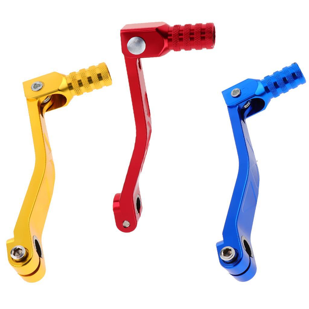 Universal Motorcycle CNC Adjustable Folding Gear Shift Lever Blue + Red