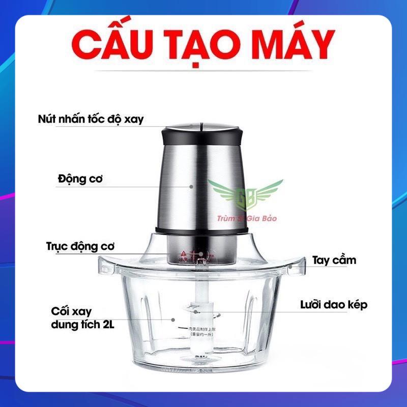 Máy Xay Thịt-Máy Xay Sinh Tố Cầm tay Cối Inox 4 Lưỡi Đa Năng,Công suất 300W