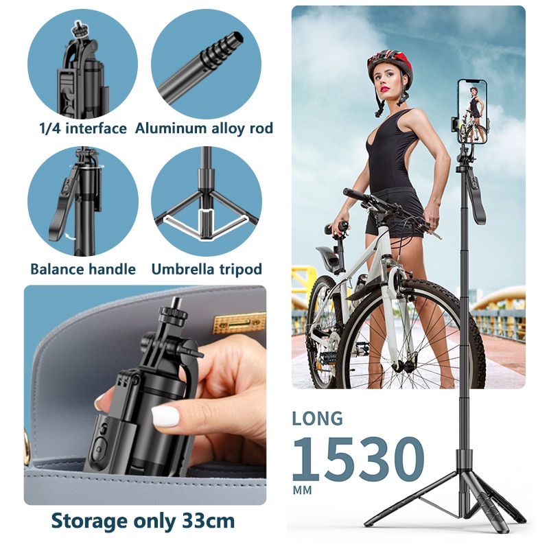 Gậy chống rung cơ học Wireless Selfie Stick Tripod Stand Foldable L16-D 1530mm