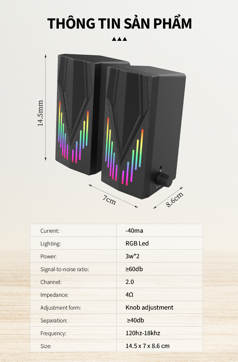 Loa vi tính Bestsound BD-318 có đèn LED RGB, kết nối Bluetooth, USB, Jack 3.5mm - Hàng chính hãng