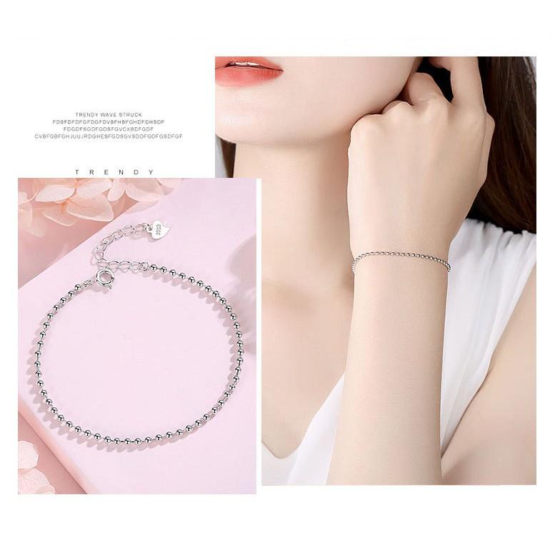 Vòng tay nữ bạc Ý s925 chuỗi hạt bi bóng S0049 - AROCH Jewelry