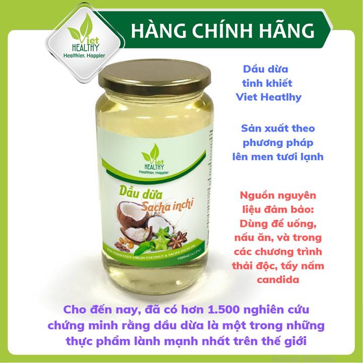 Dầu dừa sacha inchi Viet Healthy 1000ml, dầu dừa tinh khiết Viethealthy bổ sung omega 3,6,9, vitamin A,E, chống oxi hóa.