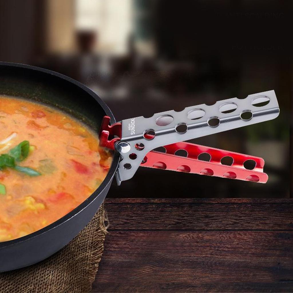 Camping Pot Pan Gripper Aluminum Pot Clamp  Lifter Gray