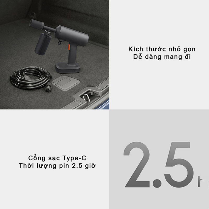 Máy rửa xe cao áp không dây Xiaomi Mijia gen 2 MJXCJ002QW - Hàng nhập khẩu