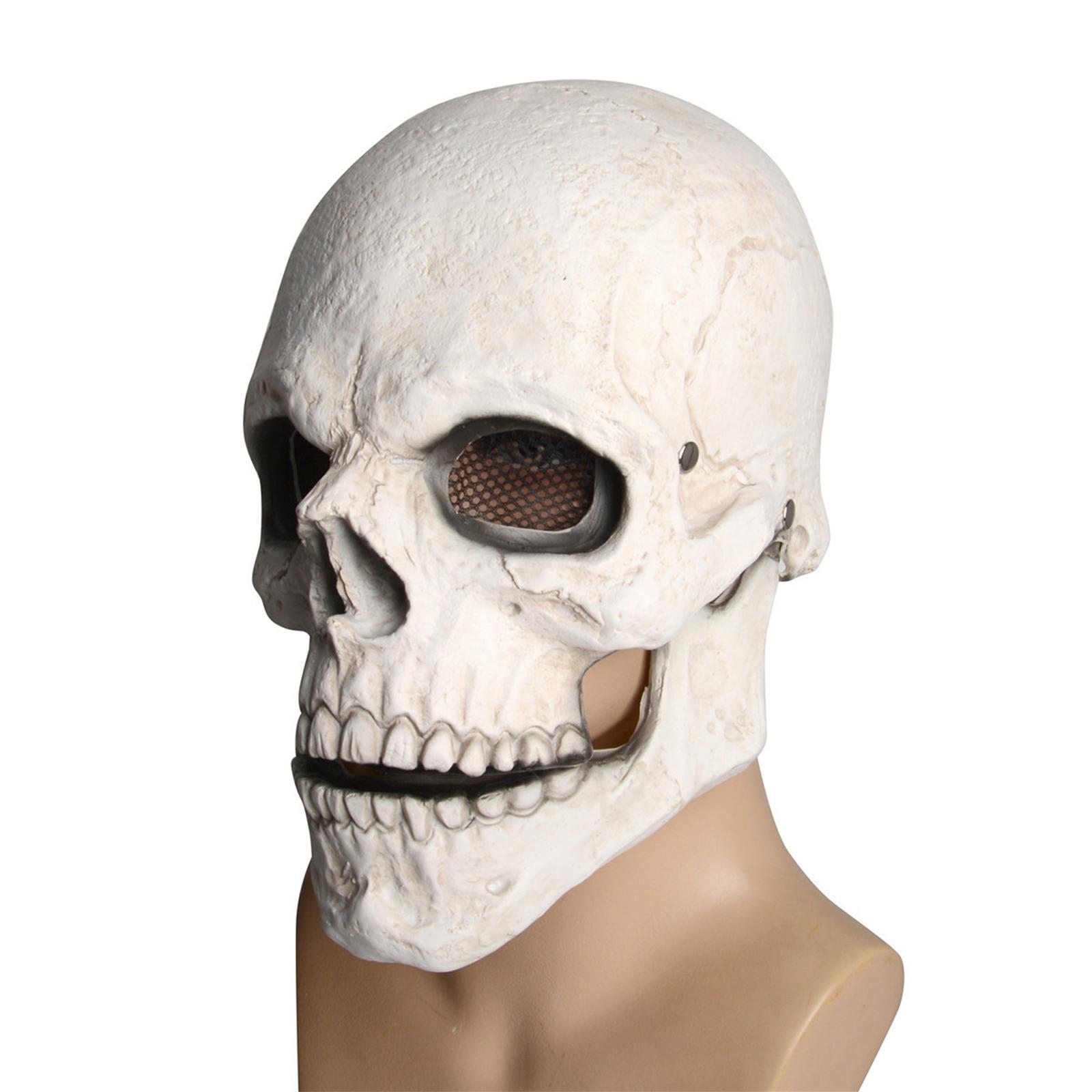 Head full face realistic masquerade horror White