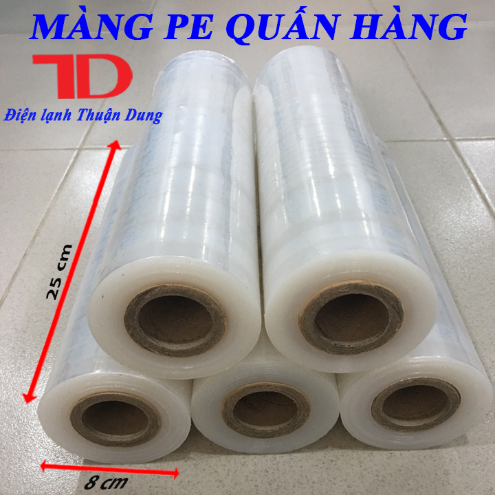 Màng pe quấn hàng khổ 25cm x 800gr, màng quấn pallet