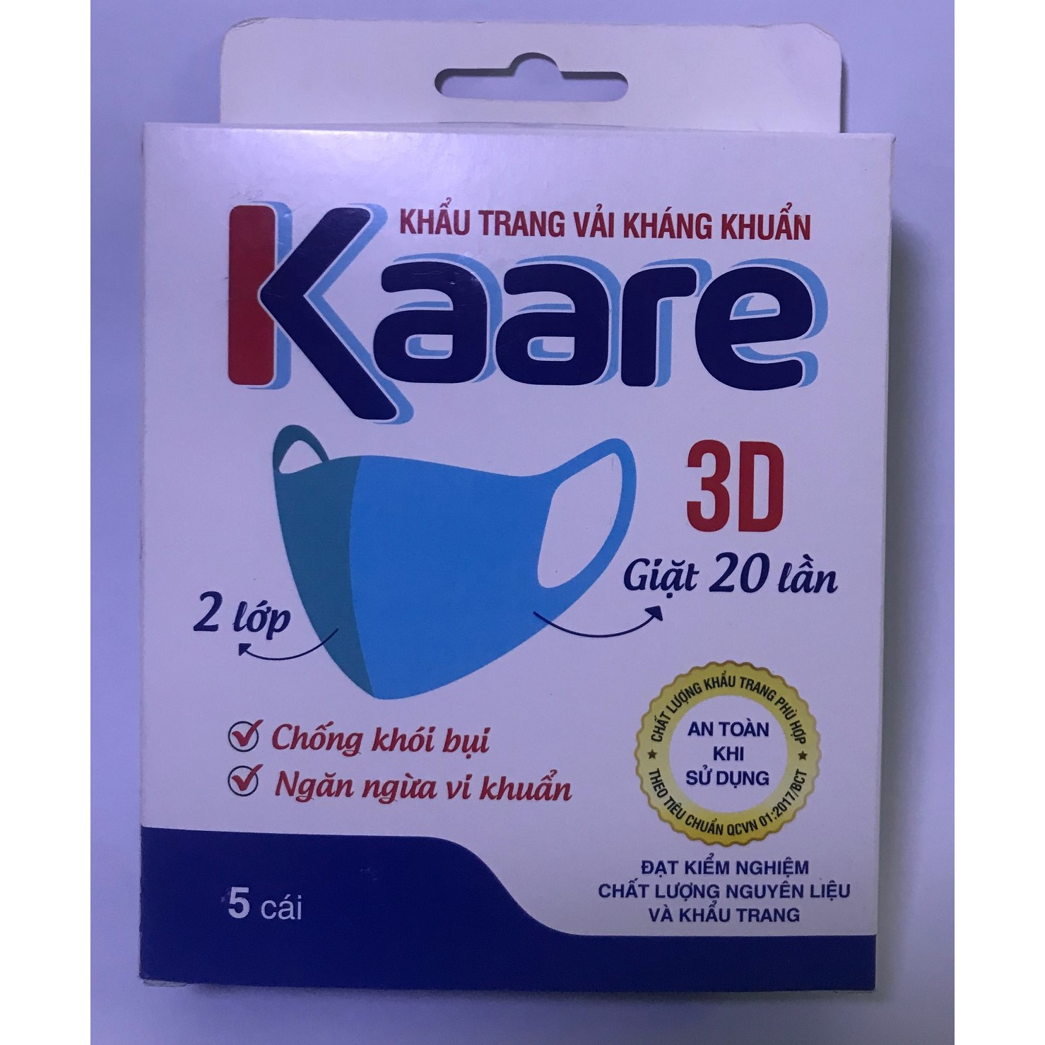 Hộp 5 cái khấu trang vải kháng khuẩn Kaare cao cấp , tái sử dụng 20 lần