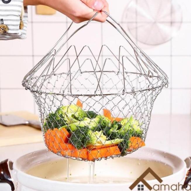 Rổ Nhúng Inox 304 An Toàn Không Gỉ, Để Ráo Dầu Chiên, Vớt Rau Củ